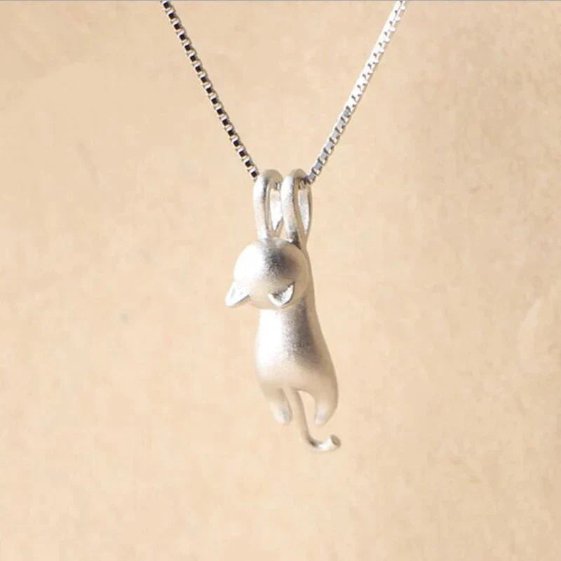 925 Sterling Silver Playful Kitty Necklace